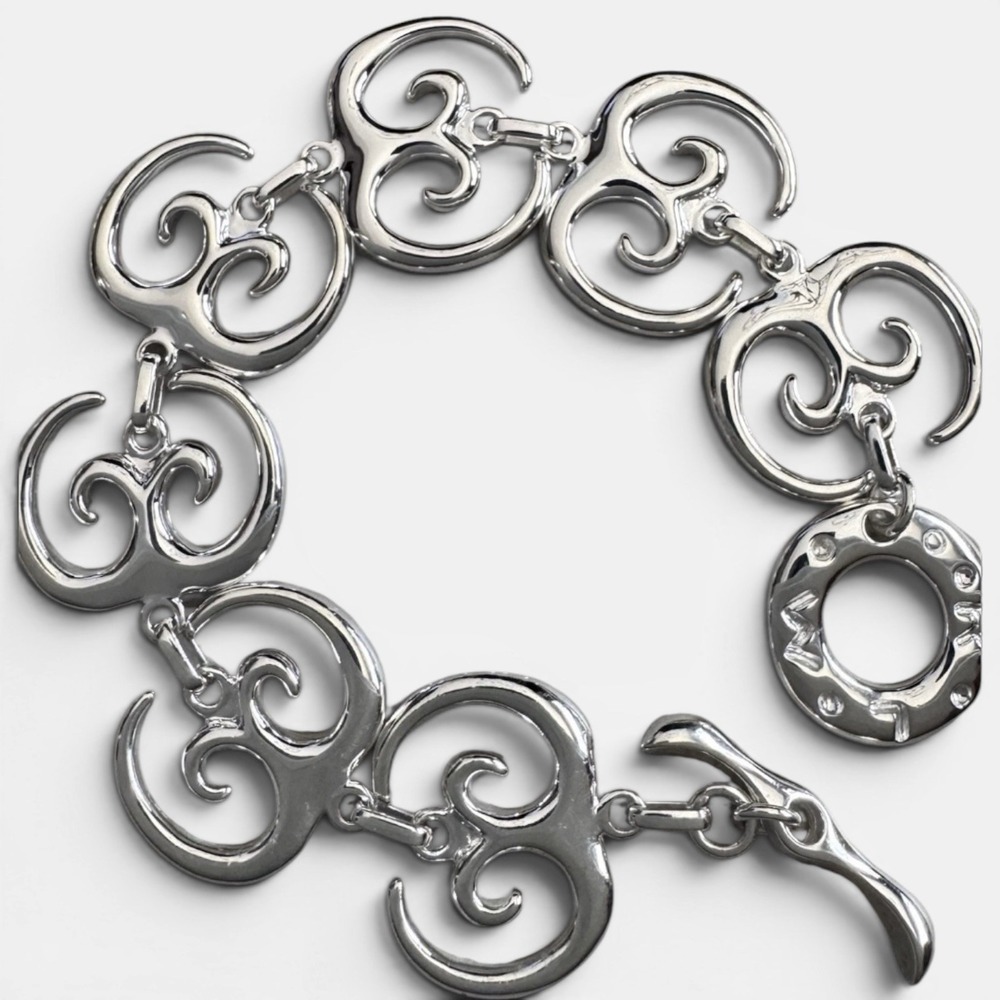 Robert Lee Morris Bracelet Sterling Silver Ornate Link Toggle 7" RLM
